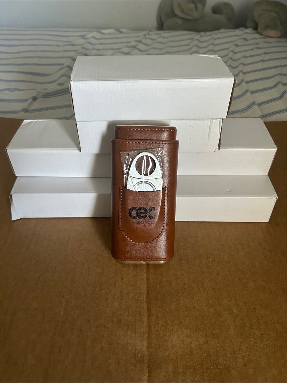 CEC Brown Leather Belt Holster with Front Pocket and Clip